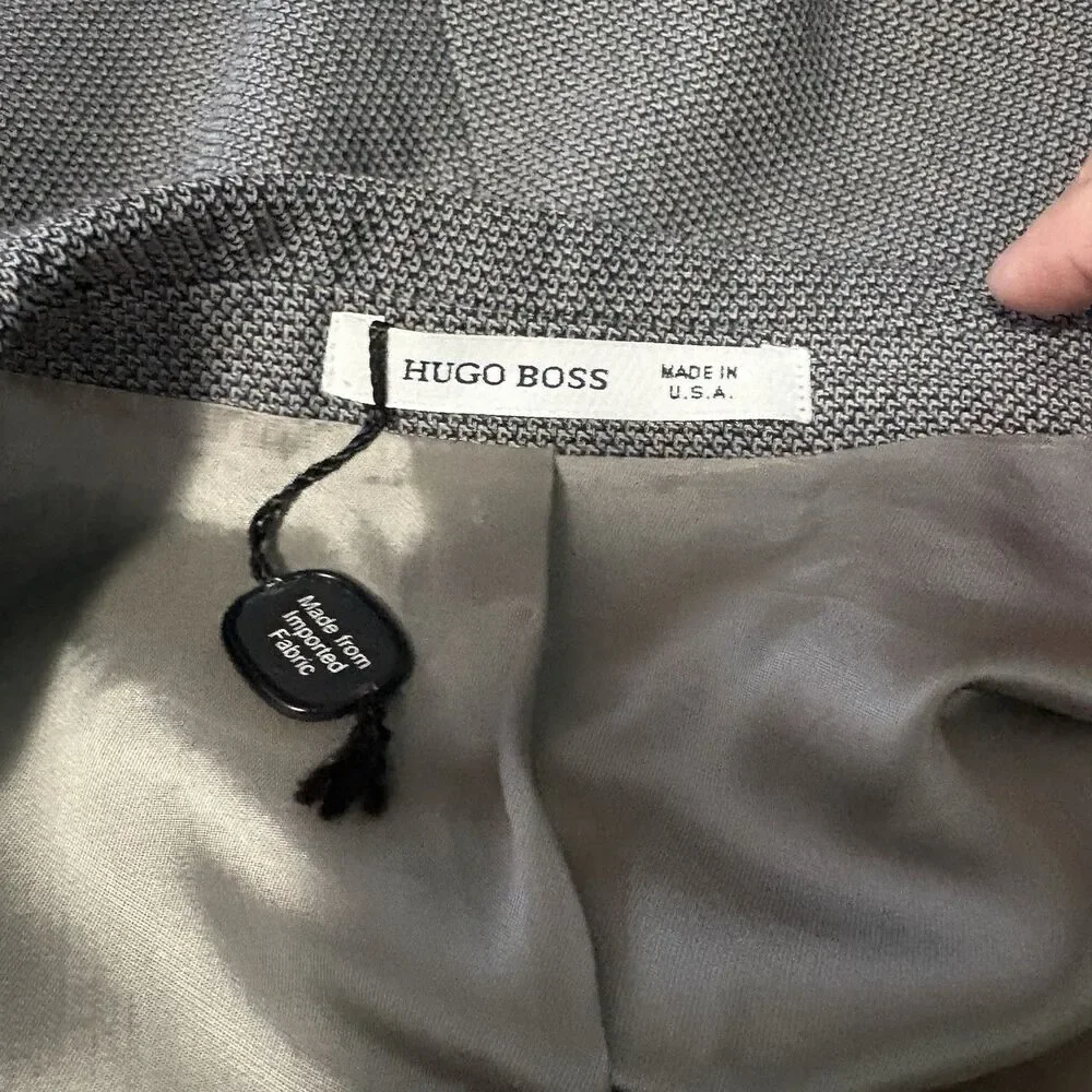 Hugo Boss Blazer Men's Gray Wool Herringbone 2 Button Sports Jacket